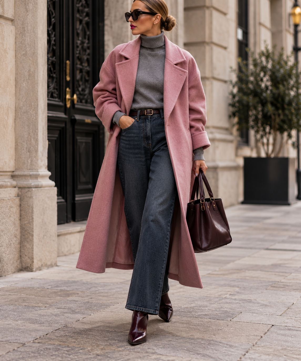 Elegant Pink Coat Street Style Elegant Pink Coat Street Style