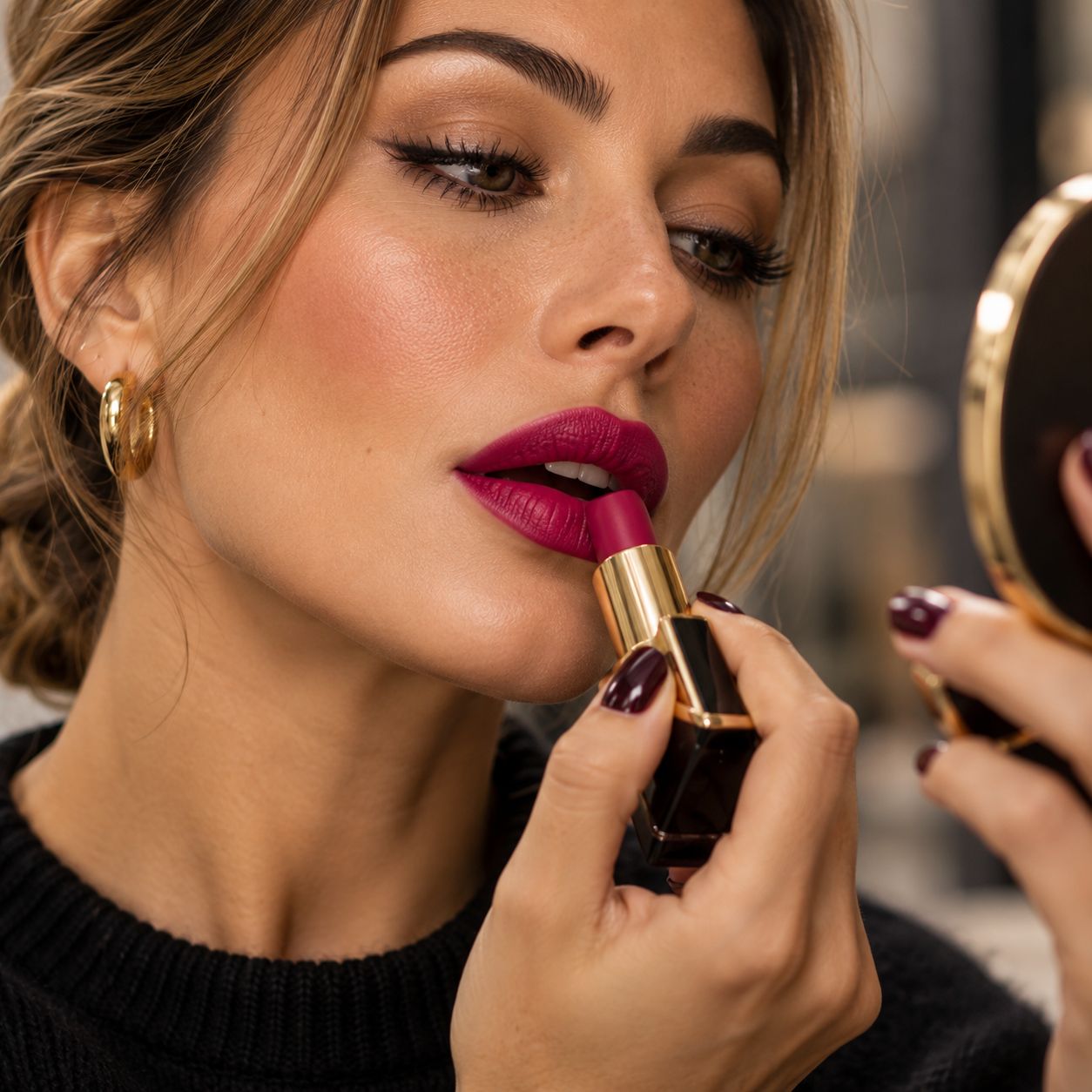 Glamorous Berry Lipstick Beauty Portrait Glamorous Berry Lipstick Beauty Portrait