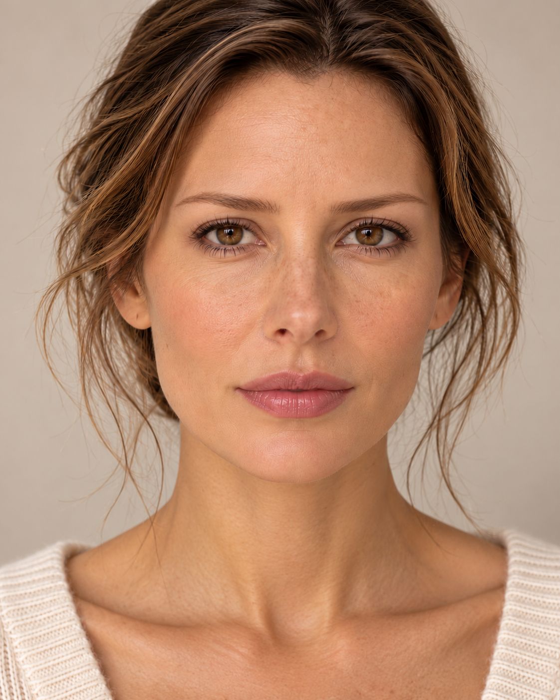 Natural Beauty Portrait in Soft Beige