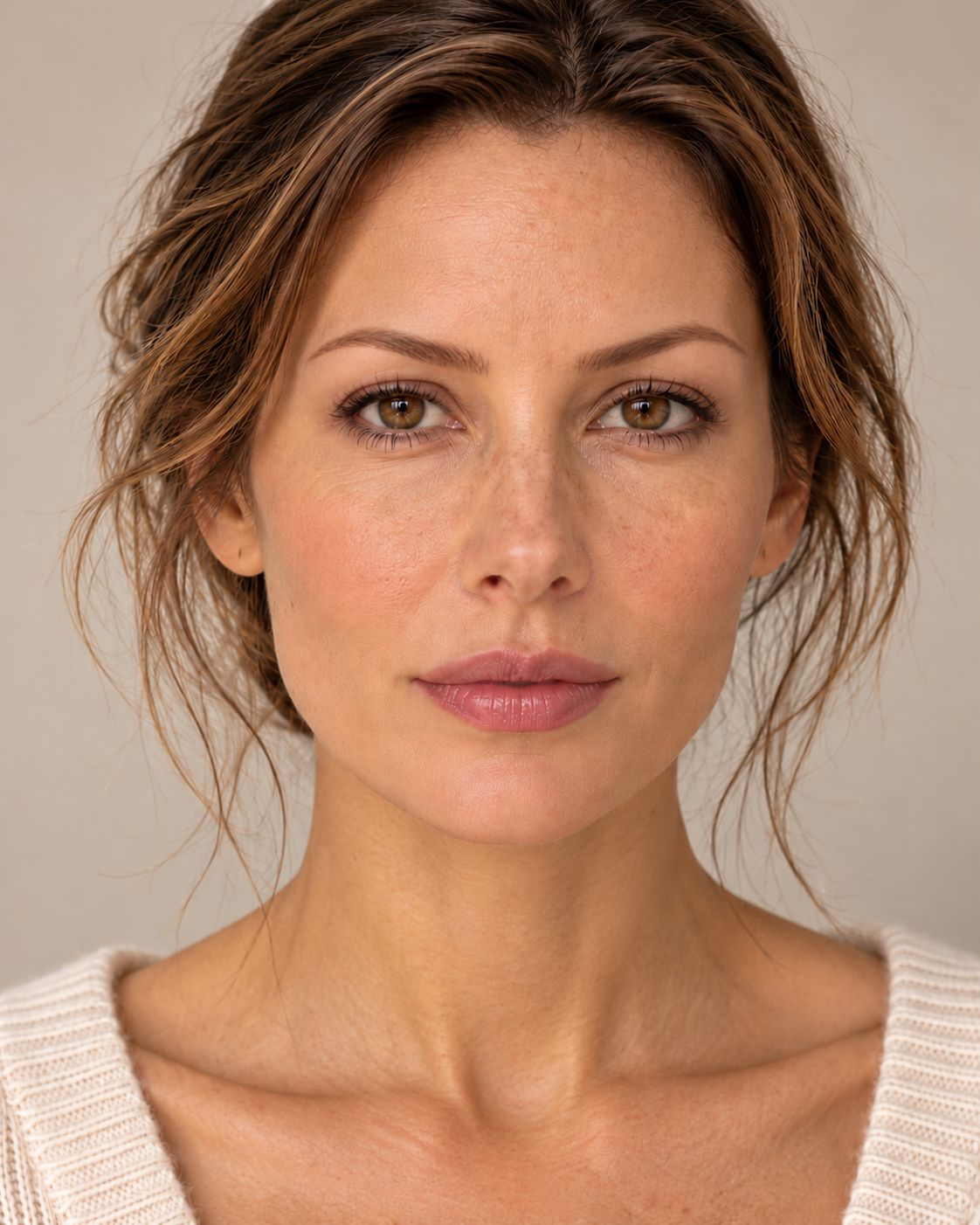 Natural Light-Brown Hair Beauty Portrait