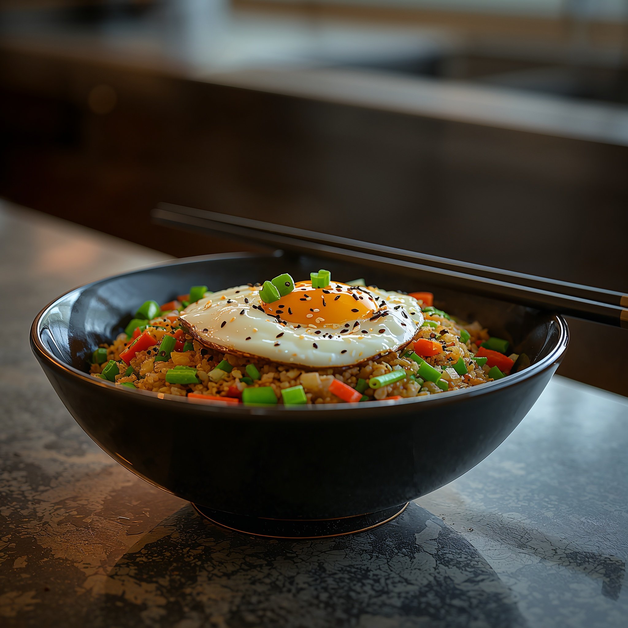 Quinoa „fried rice“ s vejcem, zeleninou a sezamem Quinoa „fried rice“ s vejcem, zeleninou a sezamem