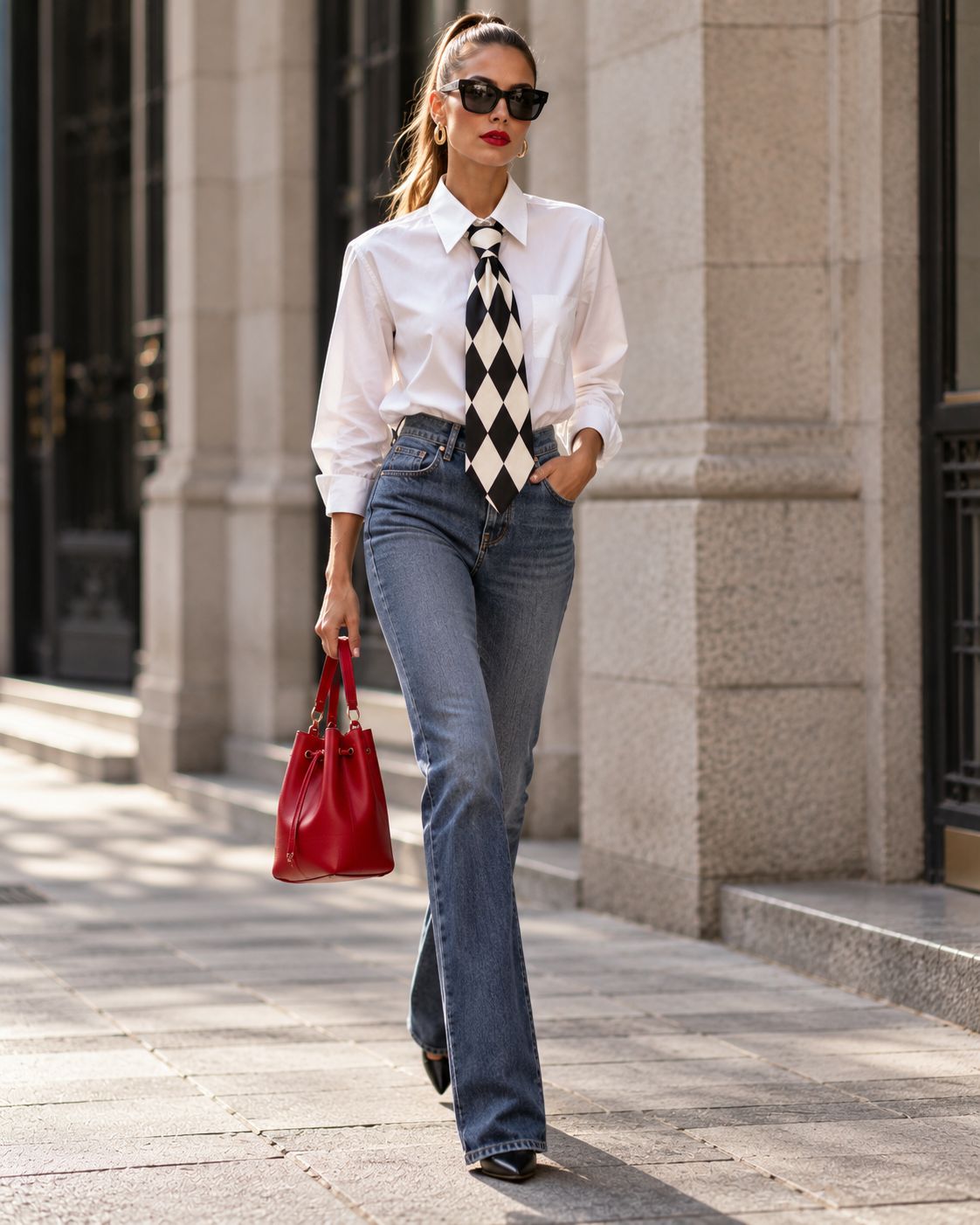 Urban Chic in Red and Denim Urban Chic in Red and Denim